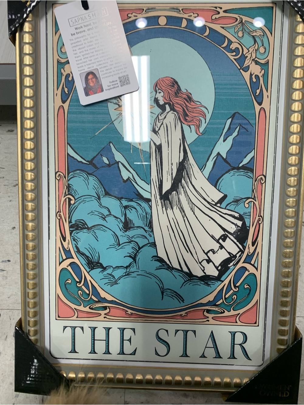 Sapna Shah The‎ Star Tarot Card Framed Canvas Wall Art Gold Frame Art Nouveau